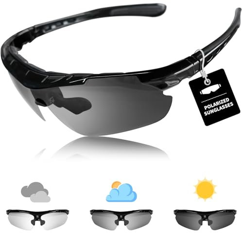Running Sunglasses - Polarized Cycling Glasses for Men Women, UV400 Protection Sports Sunglasses with TAC Lenses, Ultralight Ski Goggles for Driving, Motorcycle, Hiking, Fishing (Black)