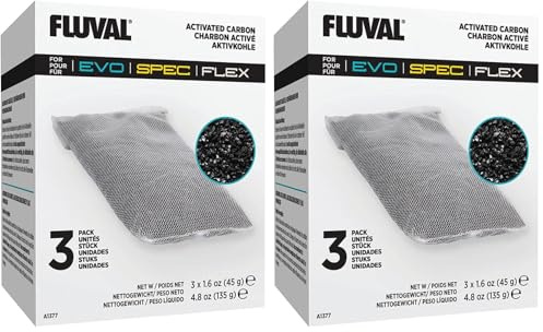Fluval Aktivkohle Filtereinsatz, geeignet für Flex 34 L, 57 L und 123 L sowie die Spec 1, 3 und 5 Aquarien (Packung mit 2)