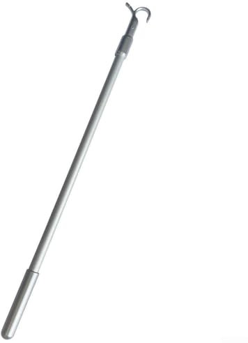 Telescopic Curtain Pull Rod Aluminum Alloy Window Pole Opener With Hook For Skylight Windows Home 13.2-24inch Silver