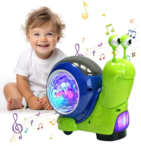 Jouet Escargot Lumineux, 2026 Nouveau Jouet Rampant Amélioré pour Bébé, Jouets D'éducation Précoce en Musique Avec Musique et Lumières LED Jouet Bebe 6 7 8 9 10 Mois Montessori pour Enfants (Vert)