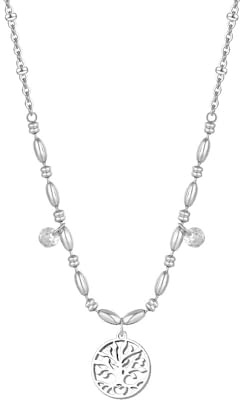 Luca Barra Collana Donna in Acciaio Inossidabile con Ciondolo Albero della Vita, Argento, 45 cm, Stile Contemporaneo