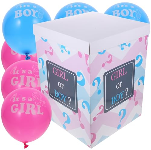 NULYLU Ballonbox zur Geschlechtsenthüllung aus Papier mit Gender Reveal Ballons für Babyparty Deko und Shower Party Dekoration