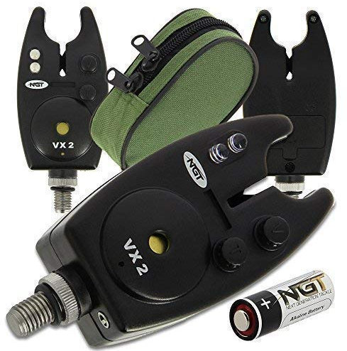 NGT Carp Fishing VX2 Black Bite Alarm with Volume and Tone Control with Battery