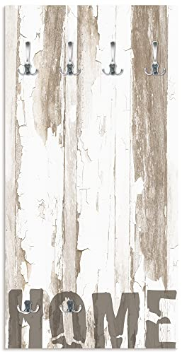 ARTLAND Wandgarderobe Garderobenpaneel Holz mit 6 Haken 60x120 cm Design Garderobe mit Motiv Landhausstil Zuhause Home T9ID