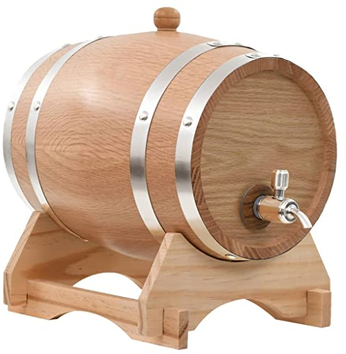 vidaXL Eichenholz Massiv Weinfass mit Hahn 6 L Holzfass Whiskyfass Eichenfass