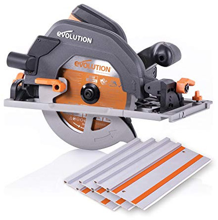 Evolution Power Tools R185CCSX Multi-Material Circular Track Saw Kit with 40 Track Included, TCT Blade Included, Cuts Wood, Plastic, Metal & More, 7-1/4 Inch