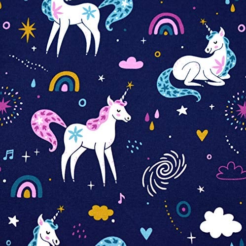 MAGAM-Stoffe Einhorn Nima Jersey Stoff Kinderstoff Oeko-Tex Meterware 50cm (Dunkelblau)