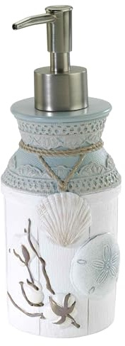 Avanti Linens Farmhouse Shell Collection, Resin, Multicolor, Soap Dispenser/Lotion Pump | Refillable, Soap & Lotion Pump, Easy Pump, Durable Construction, Seasonal Bathroom Decor