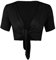 Womens Ladies Cap Short Sleeve Shrug Tie Up Front Crop Bolero Cardigan 8-22 16-18 Black