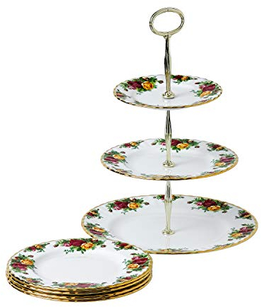 Royal Albert 1051423 Old Country Roses Cake Server 5 pc Set, Bone China, Multi