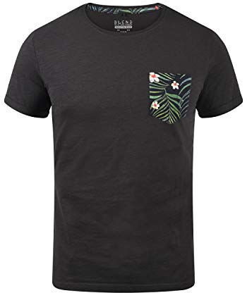 Blend Florens Herren T-Shirt Kurzarm Shirt mit Print und Rundhalsausschnitt, Größe:XXL, Farbe:Phantom Grey (70010)
