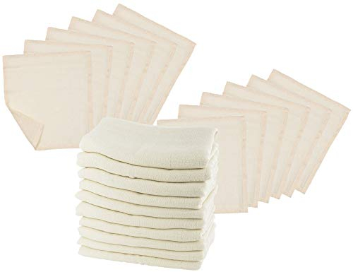 Bio Mullwindeln 10er-Set mit Waschlappen 100% Bio-Baumwolle (kbA) GOTS zertifiziert, Natur, 80 x 80 cm