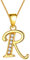Aurora Tears Buchstabe R Halskette 925 Sterling Silber 18 Karat vergoldet Initiale R Alphabet Anhänger mit Zirkonia Schmuck Dating Geschenke für Frauen DP0045R-Y