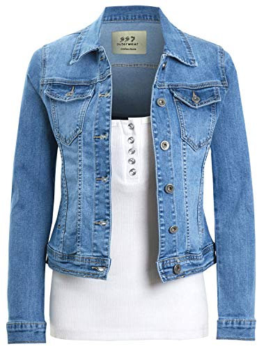 SS7 Womens Premium Stretch Denim Jacket (10, Blue Denim)