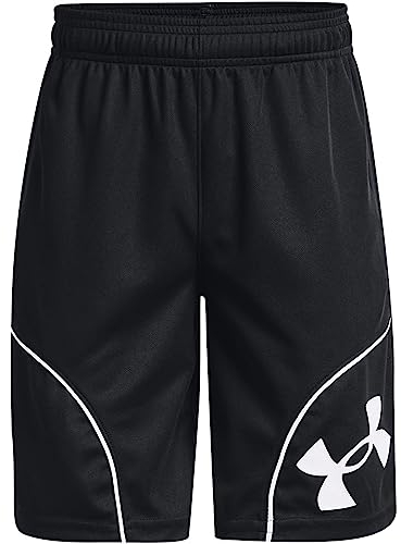 Under Armour Boys' Perimeter Basketball Shorts , Black (001)/White , Youth Large