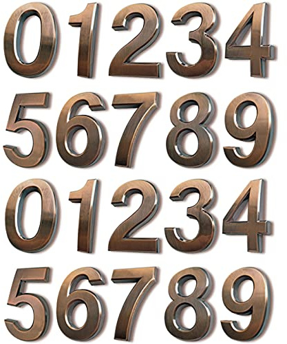 HopeWan Lot de 20 numéros autocollants pour boîte aux lettres, numéro d'adresse de porte, pour maison, chambre, bureau, appartement, style bronze antique (7 cm, bronze)