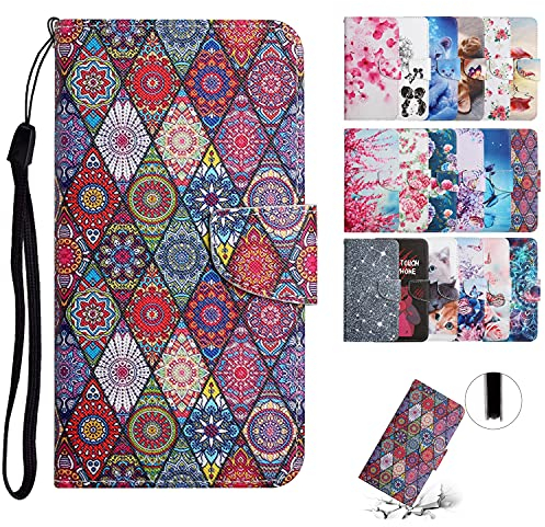 Everainy Kompatibel für Nokia 3.4/Nokia 5.4 Hülle Silikon PU Leder Case Flip Kartenfach Brieftasche Wallet Tasche Magnetisch Klappbar Kickstand Muster Cover Hüllen Handyhülle (Mandala)