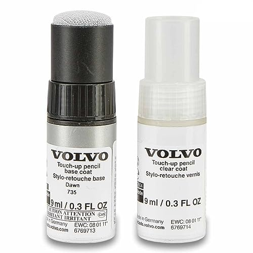 Volvo Original 735 Silver Dawn Lackstift Set - 9ml Basislack, 9ml Klarlack - Lackreparatur Set Ausbesserungslack Silber 32314234