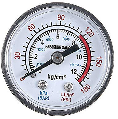 0-180PSI 0-12Bar 1/8 Macho Rosca Compresor de Aire Hidráulico Medidor de Presión de Líquido para Compresor de Aire Medidor de Presión de Hierro
