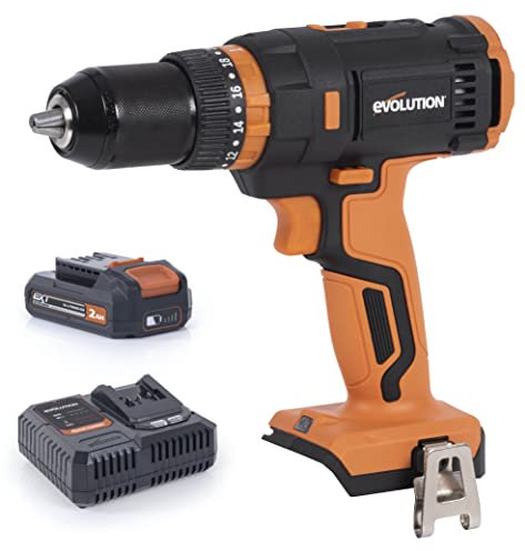 Evolution Power Tools R13CMB-Li Trapano combinato senza fili con velocità variabile, include clip per cintura, batteria da 2 Ah e caricabatterie, nero/arancione (105-0001A)