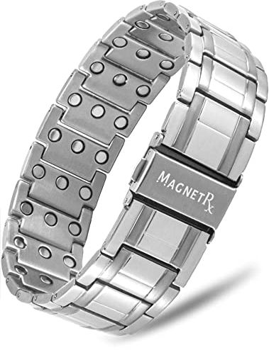 MagnetRX® Titan Magnet Armband Herren mit dreifacher Stärke – Titan Wrist Magnetisches Armband – Verstellbares Magnetarmband Herren - Magnet Armreif Herren mit hochwertigem Faltverschluss (Silber)