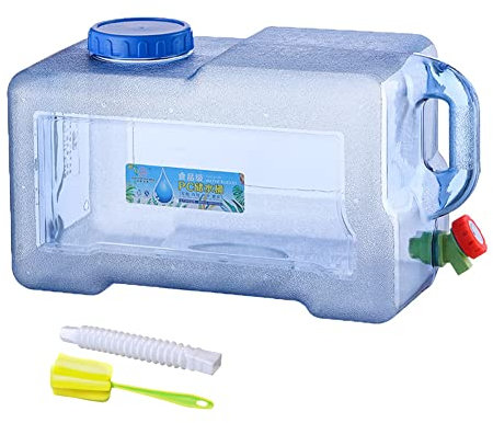 Starnearby Tanica per Acqua con Rubinetto 5L-22L, Serbatoio per Acqua Potabile, Bidone Acqua con Rubinetto, Contenitore per Acqua da Campeggio con Tubo e Spazzola per attività all'aperto (22 l)
