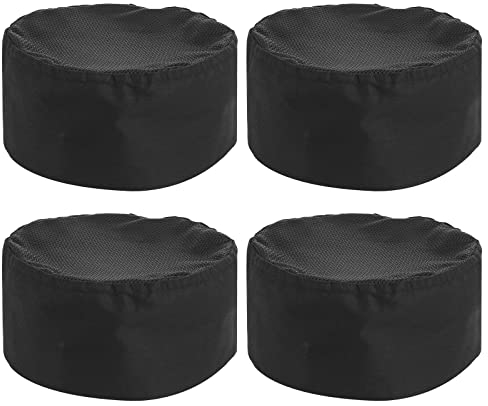 4 Piezas Gorro de Cocina Unisex Ajustable para Cocina Gorro de Chef Correa Elástica Talla Unica Gorros Cocinero Se Adapta a la Mayoría de Las Camisetas Negras de Malla Transpirable Mujer Hombre