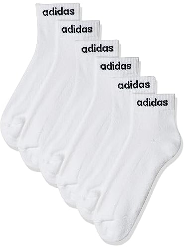adidas Unisex Kinder Linear Ankle Cushioned Socks 3 Pairs, White / Black, 7-8 Years