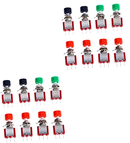 TEHAUX 16 Stk kurzzeitiger Druckknopf Mikro Transbrake-Taste Horn Mini-Druckknopf konkura starter taster Kontrolle thermoschalter Metallknopf momentan Knopf drücken klein Netzschalter