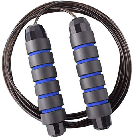 ONEGlobal Steel Reinforced Skipping Rope for Adults | Adjustable Tangle-Free Jump Rope with Comfortable Non-Slip EVA Foam Handle for Workouts, Boxing Exercises (Blue)
