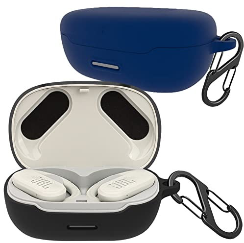 easyBee [2-Pack] Hülle Kompatibel mit JBL Endurance Peak 3 / Endurance Peak III [mit 2 Karabiner], Flüssiges Silikon Case Ultradünn Stoßfest Schutzhülle - Schwarz Blau