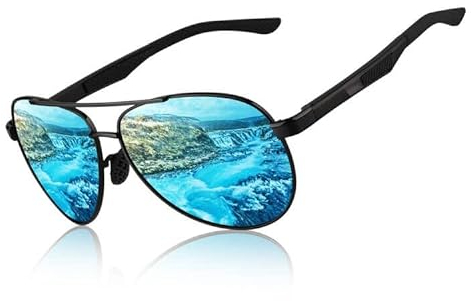 CGID Sonnenbrille Herren Pilotenbrille Polarisiert Al-Mg Metallrahmen Fliegerbrille UV400 Schutz CAT3 CE Fahren Angeln mit Lederetui