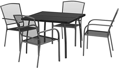 vidaXL Garten Essgruppe 3-TLG., Gartenmöbel Set Tisch 2 Stühle Stapelbar, Sitzgruppe für Garten Terrasse, Gartengarnitur Gartenset, Anthrazit Stahl