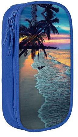 YTORA Kokosnuss-Strand-Hängematte, Federmäppchen, Stifteetui, einfache Schreibwaren-Tasche, College, Büro-Organizer, Kokosnuss Beach Sunset Hängematte, Einheitsgröße, Taschen-Organizer