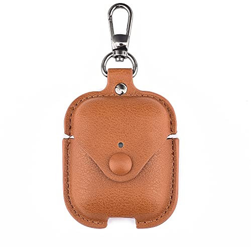 CasurvivePro Fundas para auriculares para AirPods, fundas de piel sintética con mosquetón para Apple AirPods de 2ª generación 1ª generación