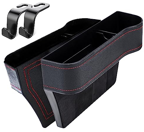 Norhogo 2 Pack Car Seat Gap Organizer, PU Leather Car Organizers Front Seat Gap Filler Organizer, Car Console Side Pocket, Car Seat Gap Storage Box for Wallet, Cellphones, Keys, Cards-Black