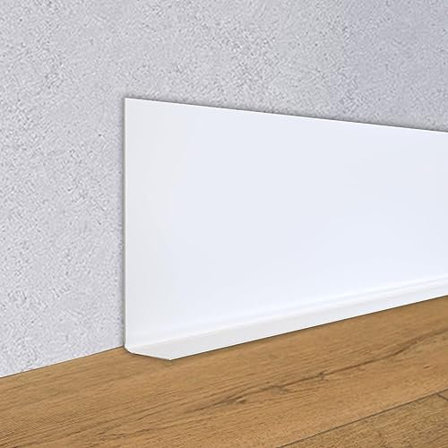 MENAYODA Battiscopa in PVC morbido, autoadesivo, 100 x 12 mm, listello decorativo flessibile con pieghe per coprire fessure angolari (12 m, bianco)