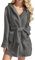 MGSFGlk Bademantel Damen Baumwolle V-Ausschnitt Morgenmantel Fleece Flanell Robe Tasche mit Kapuze Ohren Plüsch Pyjamas Loungewear Lang Aufgesetzte Taschen Unisex Kuschelfleece Große Größe Hausanzug
