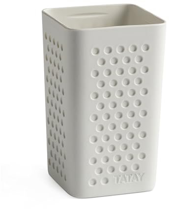TATAY Bohol Toothbrush Holder, White, 6,5 x 6,5 x 11 cm