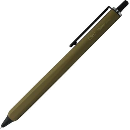 OHTO Kugelschreiber GS2 aus Aluminium und Clip aus Messing in der Farbe Khaki, Strichbreite: 0,5 mm, GS02-G5-KK