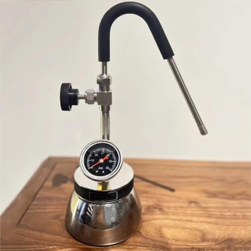 Montalatte Commerciale, Macchina per schiumare Acqua Bollente a Vapore per Esterni con Ugello a 3 Fori, Manometro, Bollitore in Acciaio Inossidabile, Fiamma Libera e Riscaldamento Piano Cottura