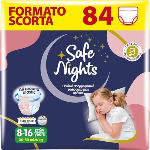 Babylino Safe Nights Girl, saugfähige Höschen für die Nacht für Mädchen von 8-16 Jahren (30-50 kg), 84 Stück
