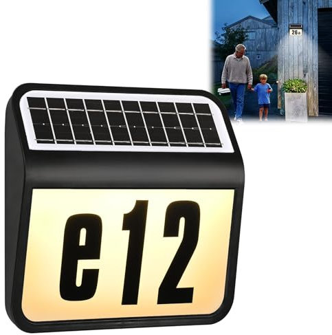 ACXIN Solar LED Edelstahl Hausnummernleuchte mit 2 LED Solarleuchte mit Dämmerungsschalter Beleuchtete Hausnumme LED Wandleuchte (Schwarz)