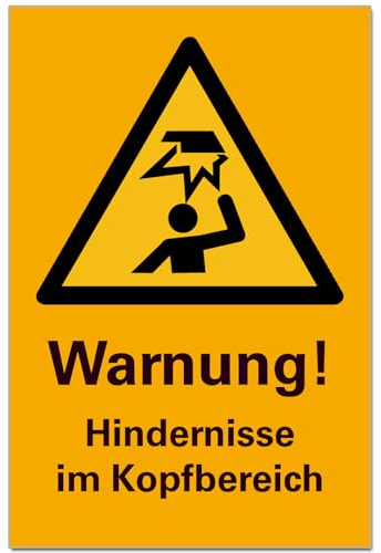 Warnung Hindernisse im Kopfbereich Schild Hinweisschild PVC 300 x 200 x 3 mm Vorgebohrt B1-Zertifiziert