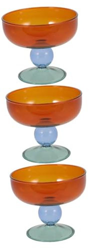 TOPBATHY 3 Pièces coupe de glace coupes à glace coupe à glace coupe fruit verre de couleur Coupe à pudding délicat bol en verre le dessert tasse de pudding De bébé saladier Un verre