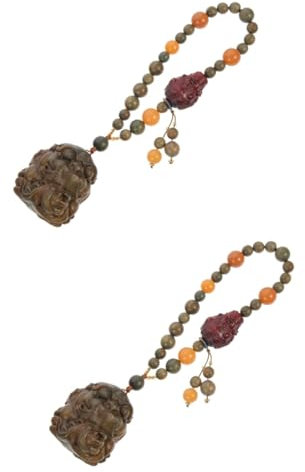 ABOOFAN 2st -anhänger Tasbih Gebetskette Holzdekor Dekoration Mit Gebetsperlen Tragbare Gebetskette Basteln Sie Eine Gebetsperlenkette Fräulein Grünes Sandelholz Handspielzeug