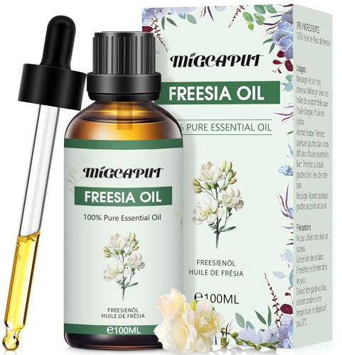 MIGCAPUT Olio Essenziale di Fresia 100ML, Olio di Fresia di Grado Terapeutico Naturale al 100%, Oli Essenziali di Aromaterapia per Diffusori, Umidificatore, Massaggi, Lenire l'umore