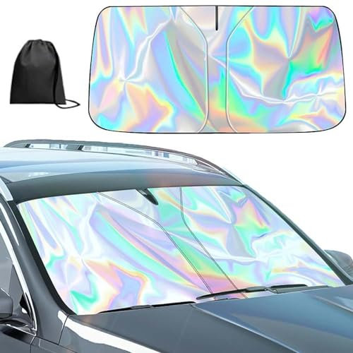 AriKroii Parasol para Coche Parabrisas, Cubierta del Parabrisas del Coche Plegable Interior, Paraguas Láser contra los Rayos UV, Adecuado para la Mayoría de los Parabrisas del Coche (145x80 cm)