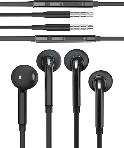 3.5mm Klinke Ear Kopfhörer(2 Stück) 1,2 M Kabel Mit Mikrofon Kopfhoerer für Headset Phone Wired Kabelkopfhörer Headphone Anschluss PC Kompatibel für Samsung Galaxy S6 Edge+ S7 Active S10+ Android