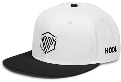 HODL Snapback Baseball Cap | Bitcoin & Crypto Streetwear | Stylischer Look | High-Profile Snapback Design Stick Schwarz mit seitlichem Schwarz/Weiß/Weiß